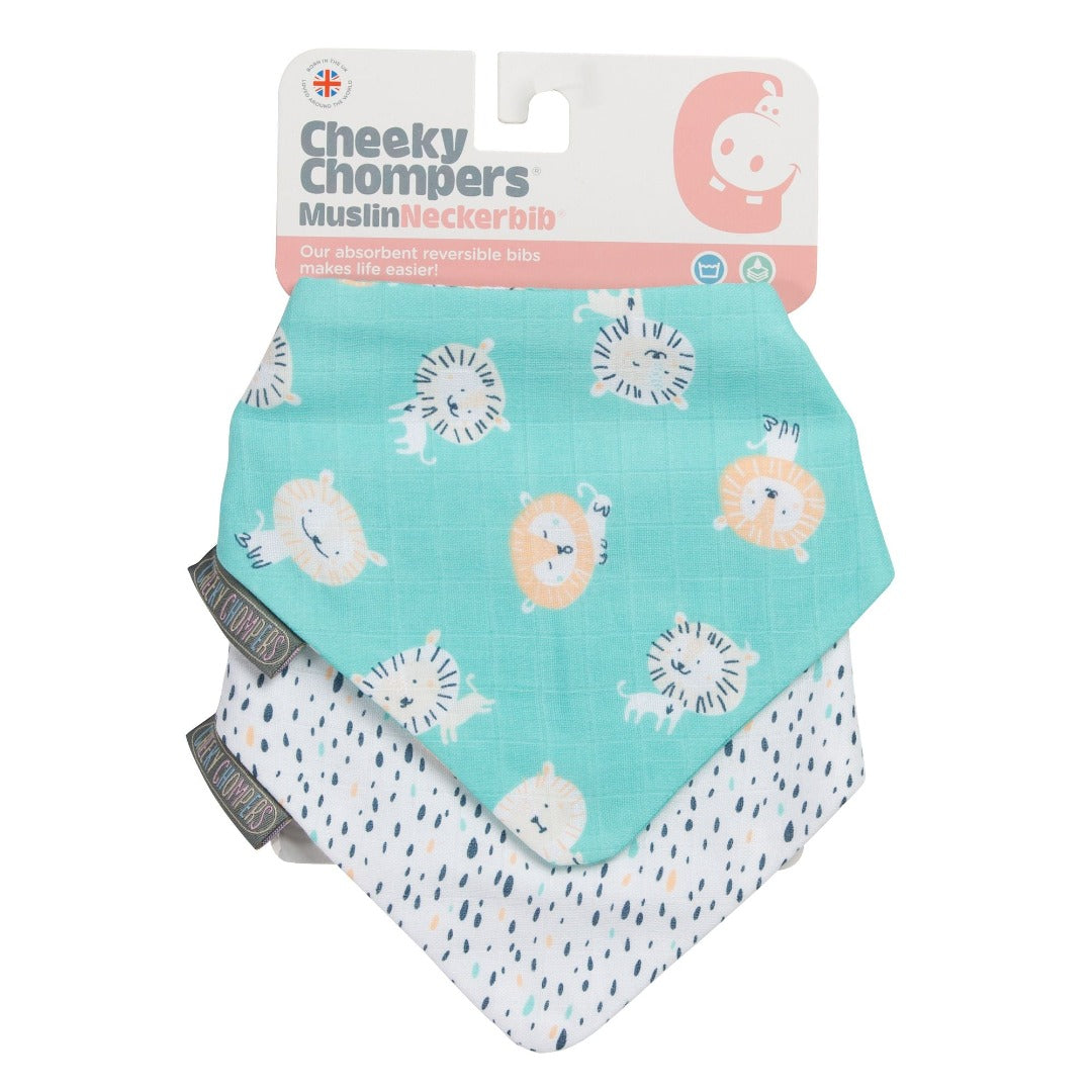 Lion & Pear Muslin Neckerbibs - Dribble Bib 2 Pack