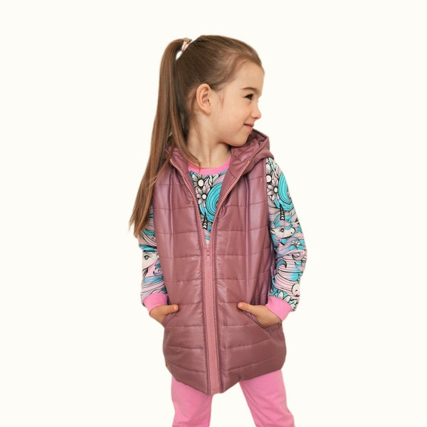 Hooded Gilet. Ash Rose