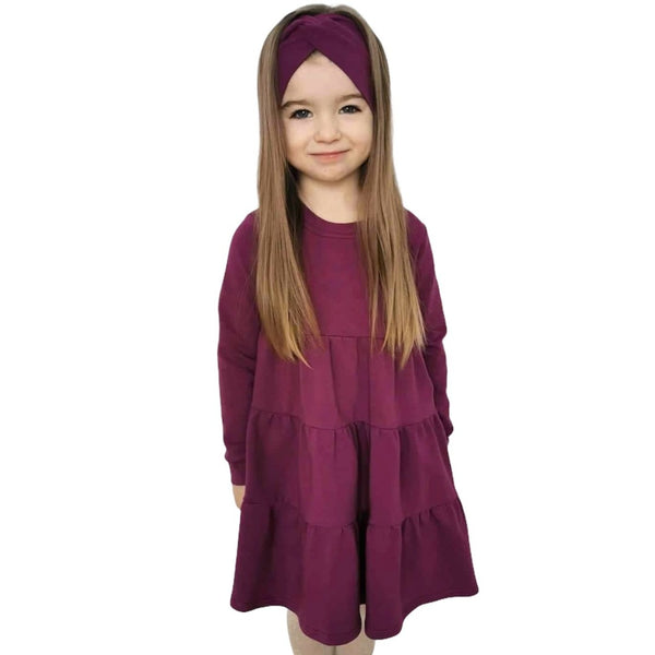 Flared Ruffle Dress. Purple