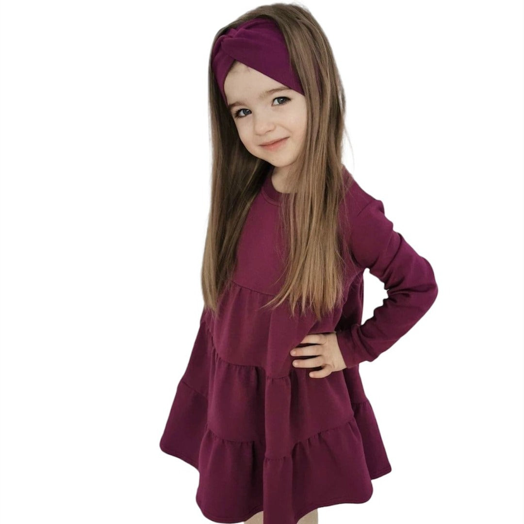 Flared Ruffle Dress. Purple