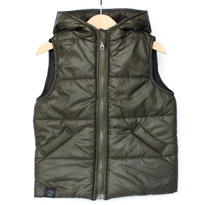 Hooded Gilet. Khaki Green