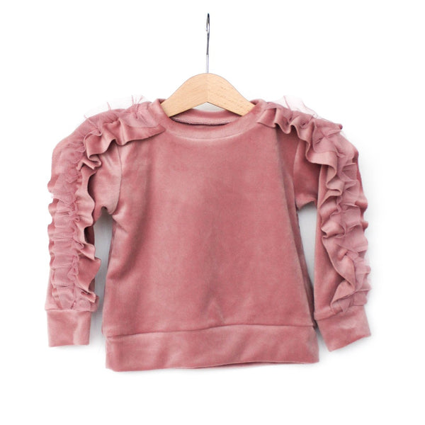 Velour Ruffle Sleeve Tracksuit