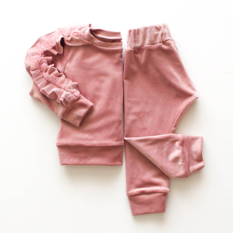 Velour Ruffle Sleeve Tracksuit