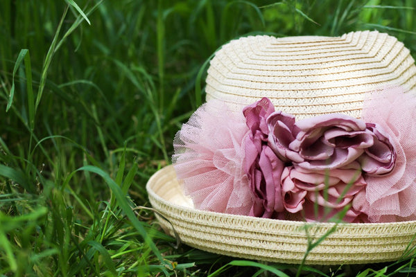 Straw Hat with Handmade Flowers