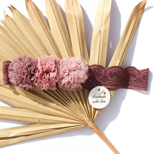 Guipure Headband with Tulle Flowers