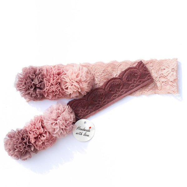 Guipure Headband with Tulle Flowers