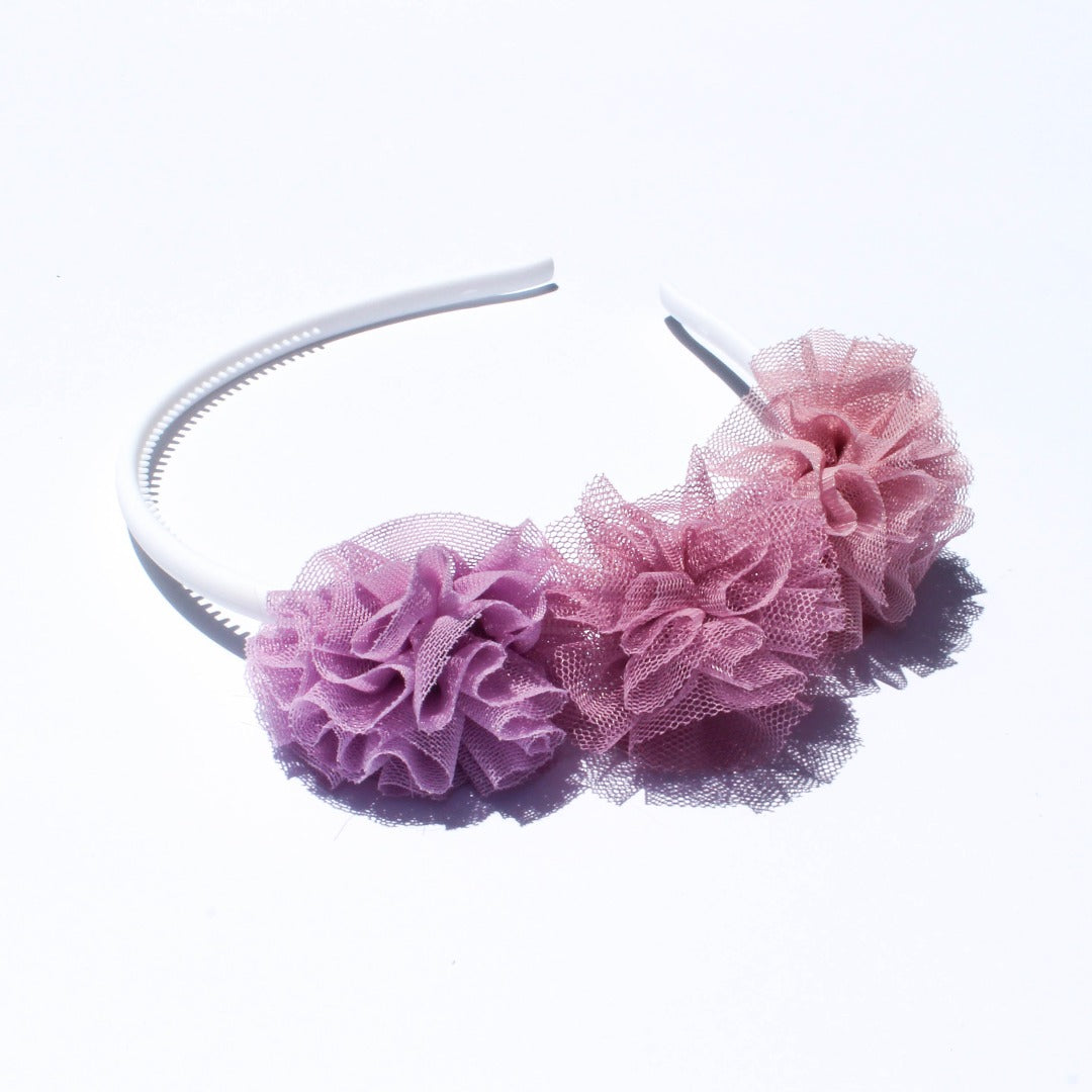 Headband with Tulle Flower. 4 Colors