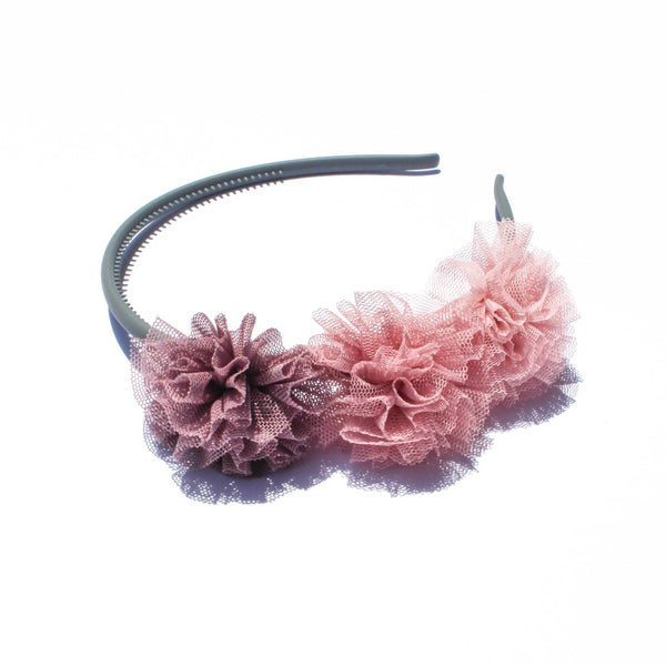 Headband with Tulle Flower. 4 Colors