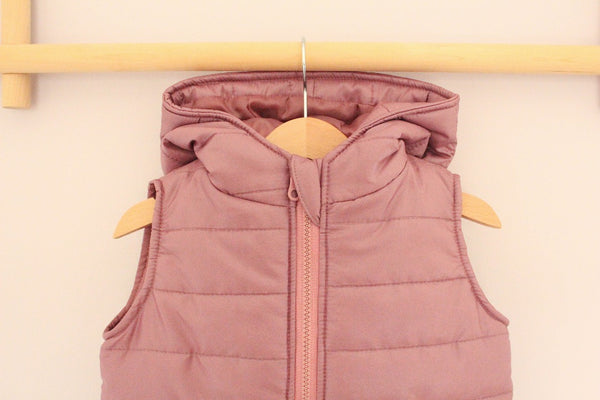 Hooded Gilet. Ash Rose