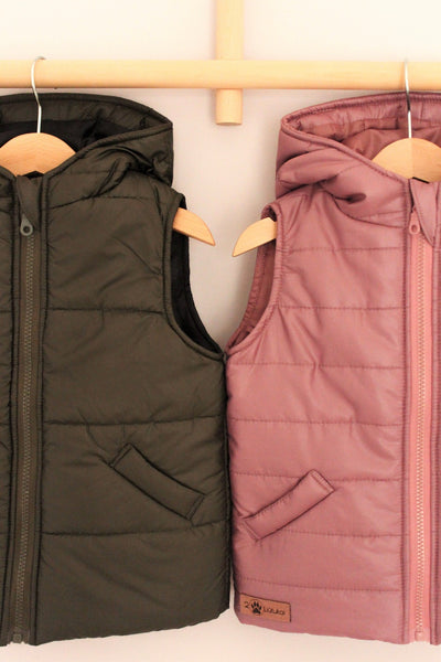 Hooded Gilet. Ash Rose