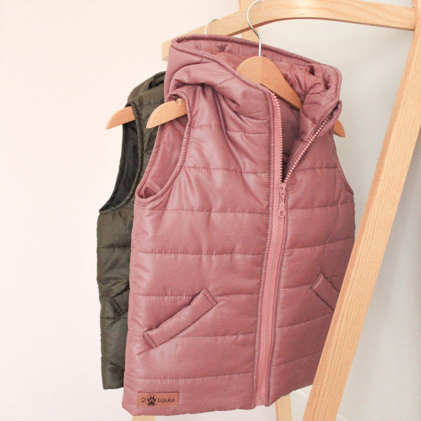 Hooded Gilet. Ash Rose