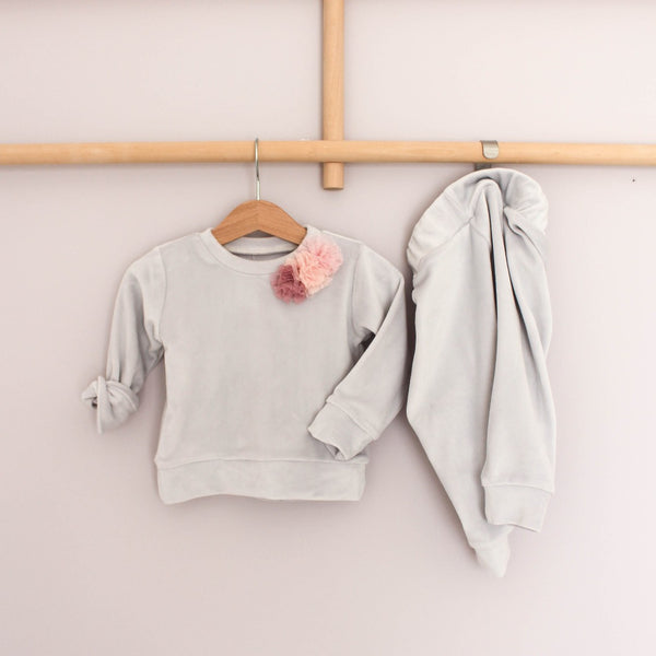 Velour-Mon Amour Tracksuit. Light Grey.