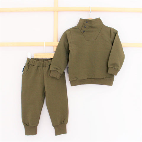 High Neck Tracksuit. Khaki Green