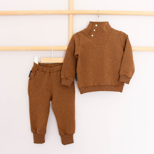 High Neck Tracksuit. Brown