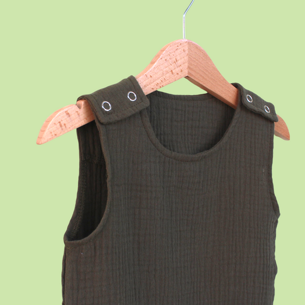 Muslin Tank Top & Shorts Set. Khaki Green