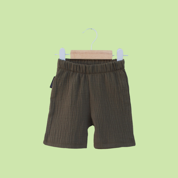 Muslin Tank Top & Shorts Set. Khaki Green