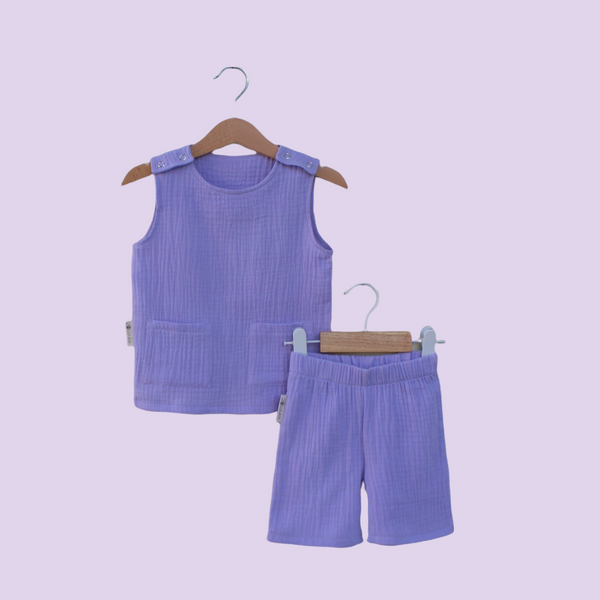 Muslin Tank Top & Shorts Set. Lilac