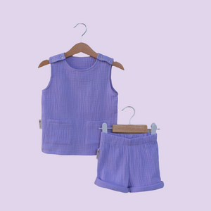 Muslin Tank Top & Shorts Set. Lilac