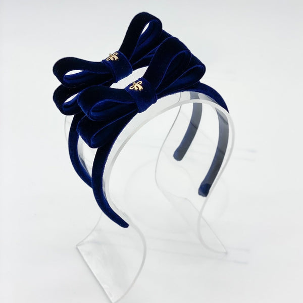 Velvet Headband Classic Bow with Stud