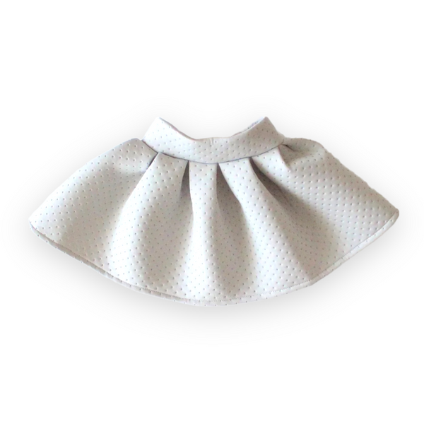 Neoprene Ruffle Skirt. Light Grey