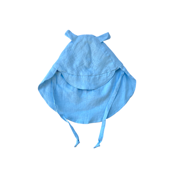 Linen Flap Sun Hat Baby Blue