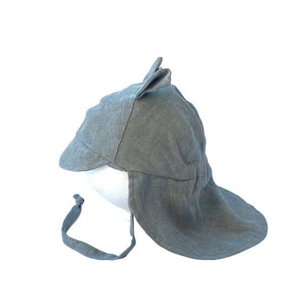 Linen Flap Sun Hat Grey