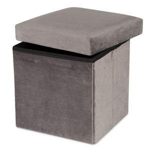 Velvet Storage Ottoman. Grey