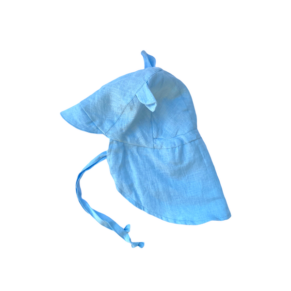 Linen Flap Sun Hat Baby Blue