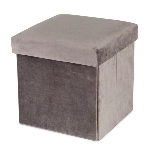 Velvet Storage Ottoman. Grey