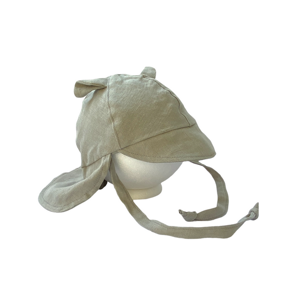 Linen Flap Sun Hat Ash Green