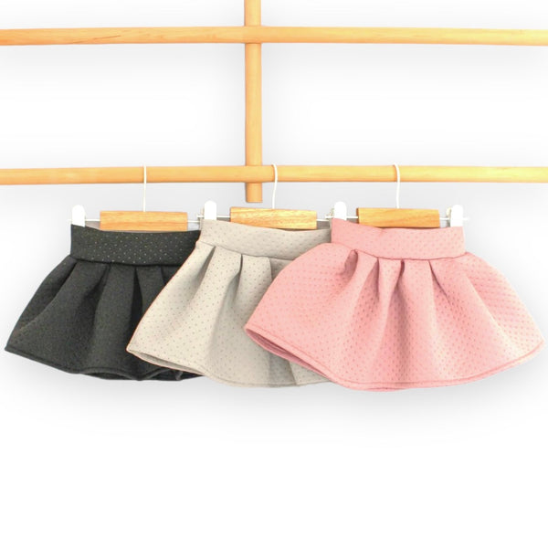 Neoprene Ruffle Skirt. Black