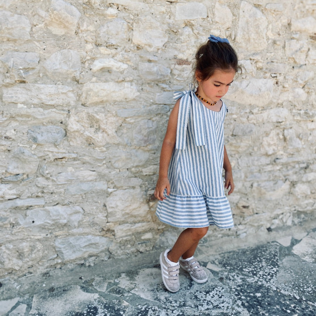 Linen Summer Dress. Striped.