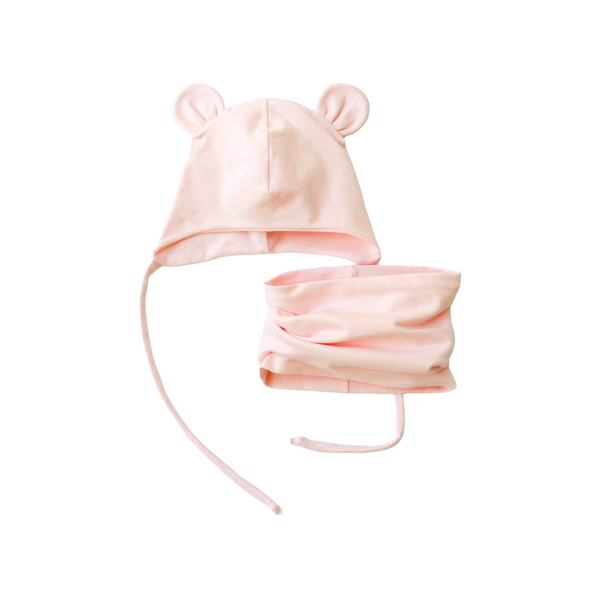 Baby Bear Beanie & Tube Scarf Set. For Girls up to 2 Years