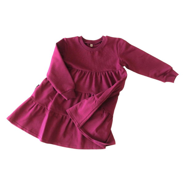 Flared Ruffle Dress. Purple