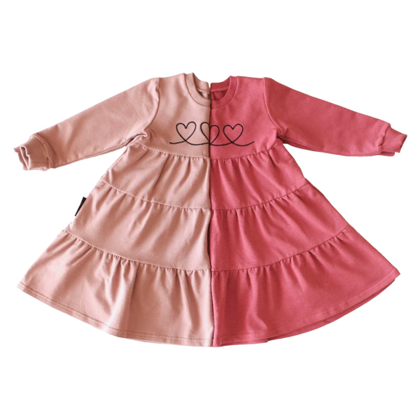 3 Hearts Flared Ruffle Dress. Faded Cyclamen