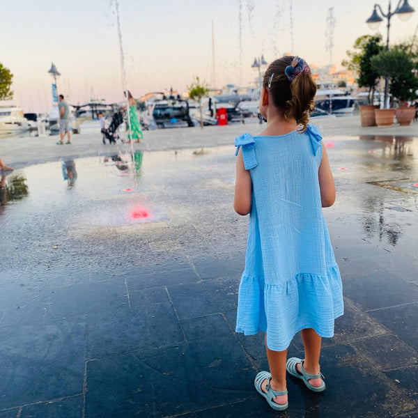 Muslin Summer Dress. Blue