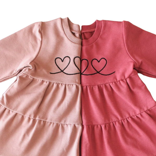 3 Hearts Flared Ruffle Dress. Faded Cyclamen