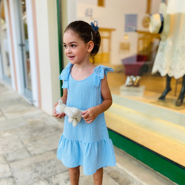 Muslin Summer Dress. Blue