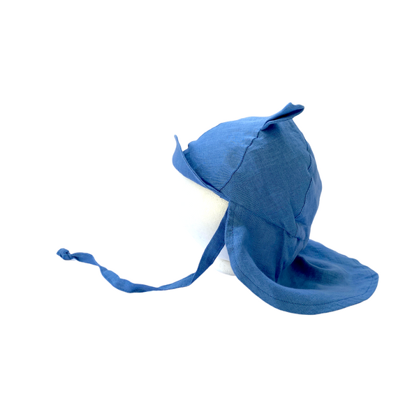 Linen Flap Sun Hat Blue