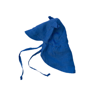 Linen Flap Sun Hat Blue