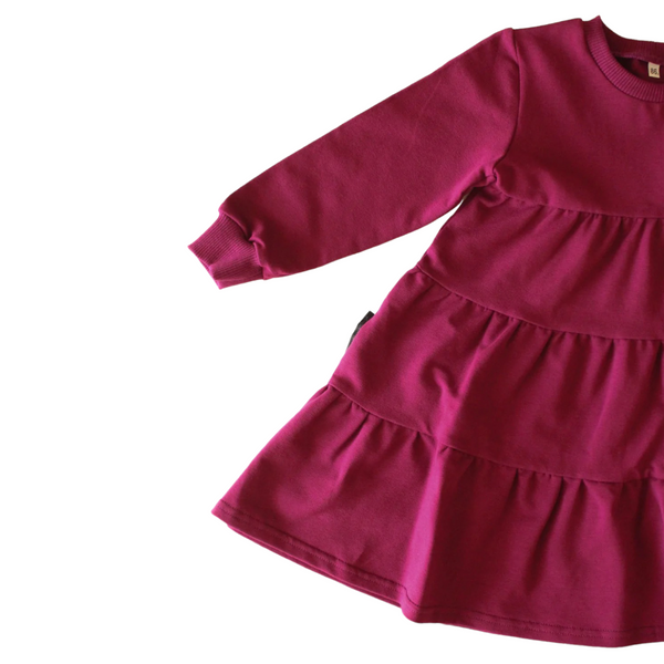 Flared Ruffle Dress. Purple