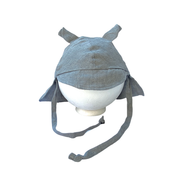 Linen Flap Sun Hat Grey