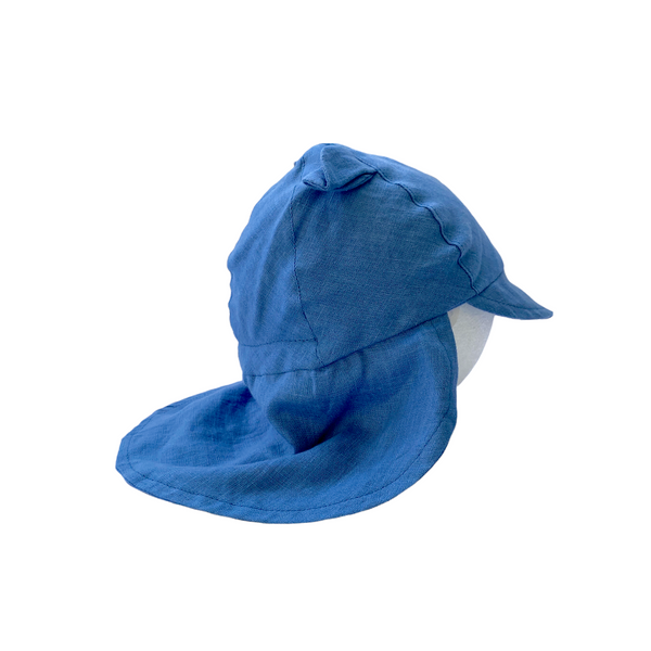 Linen Flap Sun Hat Blue