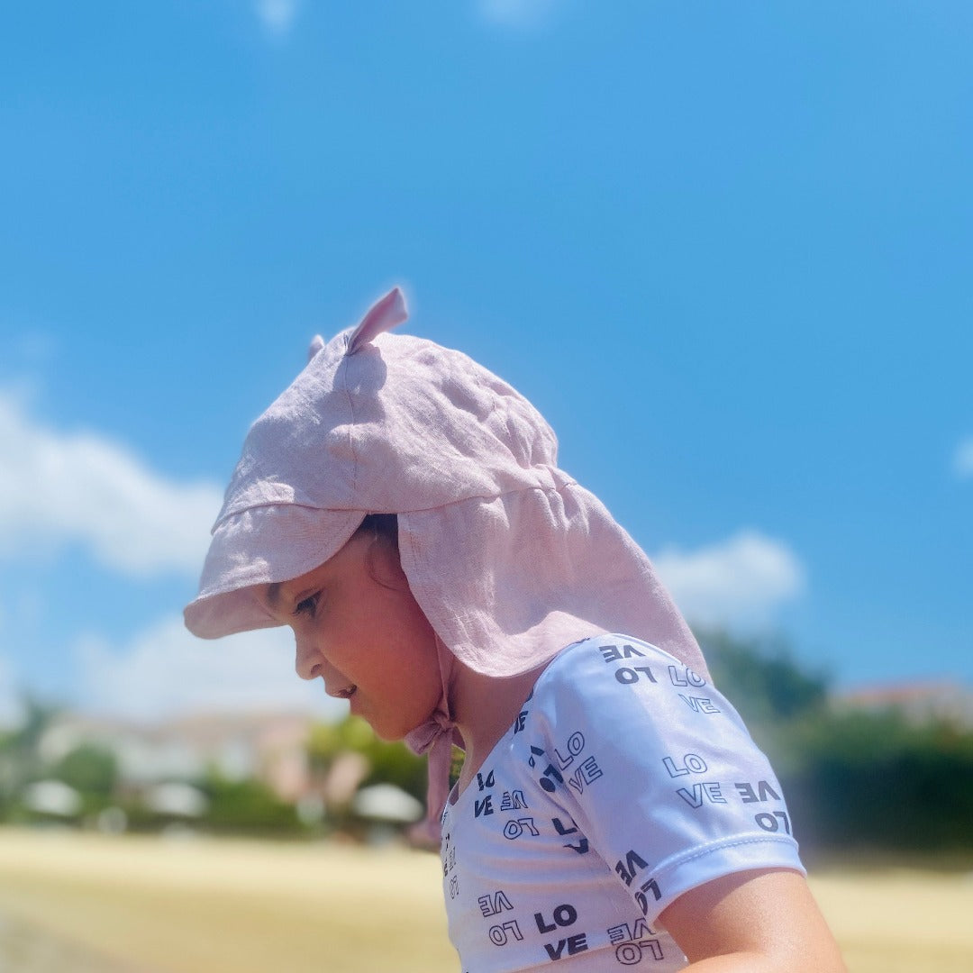 Linen Flap Sun Hat Ash Rose