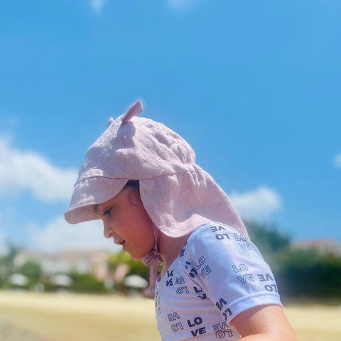 Linen Flap Sun Hat Ash Rose