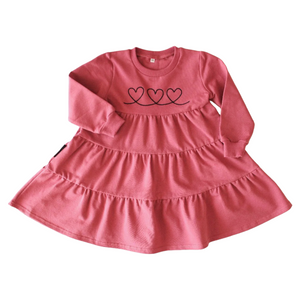 3 Hearts Flared Ruffle Dress. Faded Cyclamen