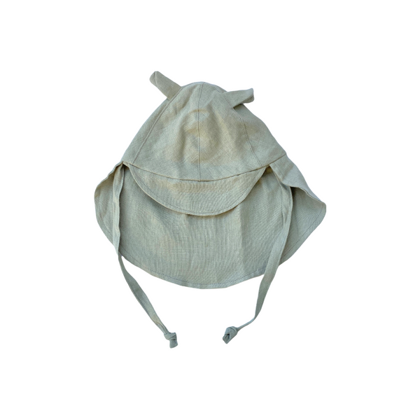 Linen Flap Sun Hat Ash Green