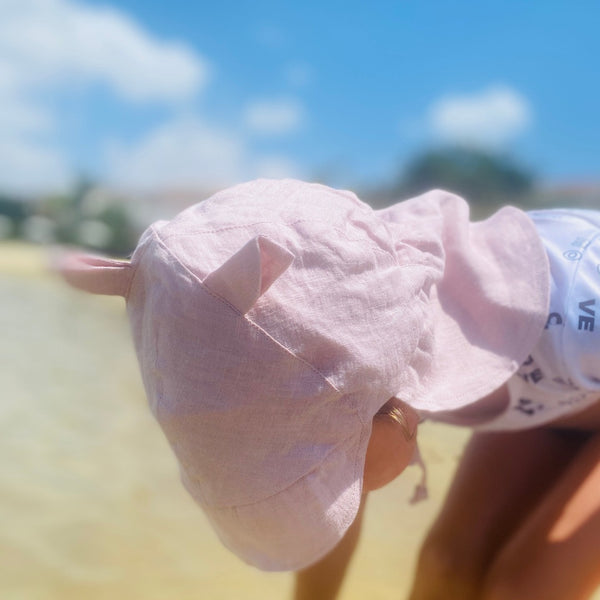 Linen Flap Sun Hat Ash Rose