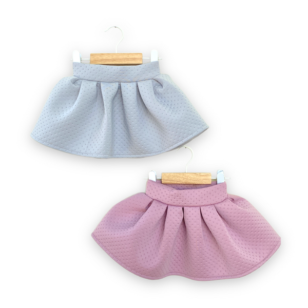 Neoprene Ruffle Skirt. Light Grey