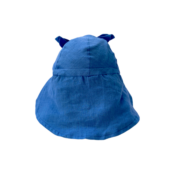 Linen Flap Sun Hat Blue